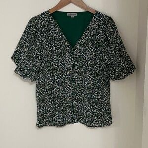 Wishlist Dark Green Floral Blouse